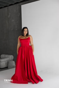 Red ball gown