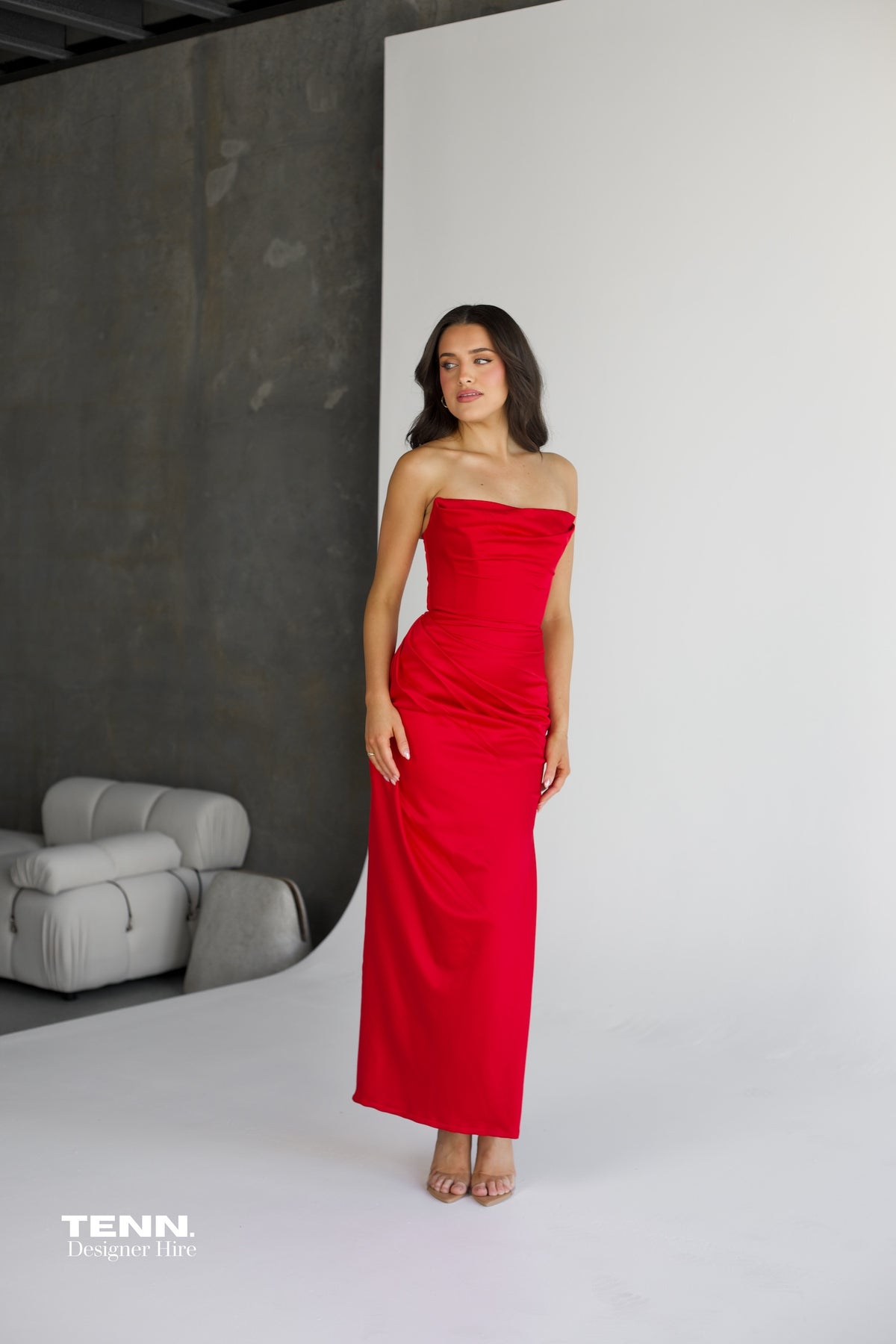 Adrienne Satin Gown - Red