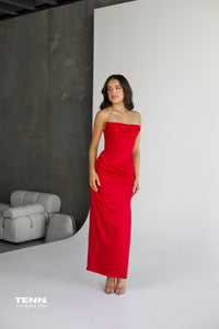 Adrienne Satin Gown - Red