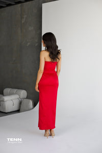 Adrienne Satin Gown - Red