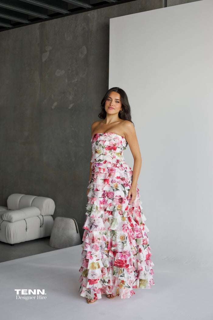 Fleur Pleated Gown - Collage Floral