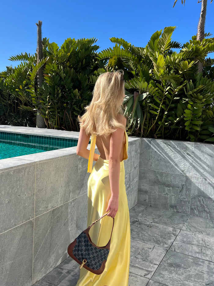 YLD design lemon  halter maxi dress