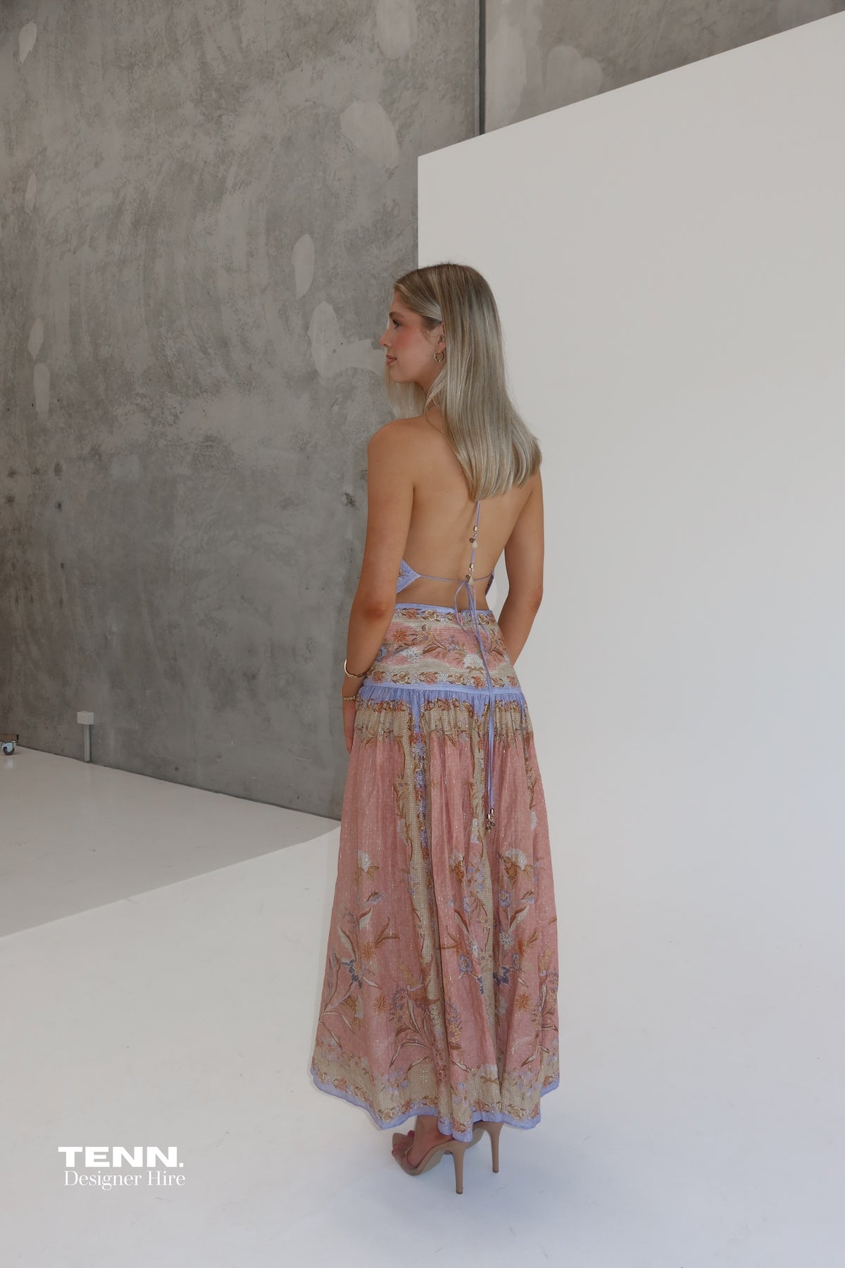 Zimmermann Indra Plunge Halter Maxi Dress Halter Maxi Dress TENN Designer Hire