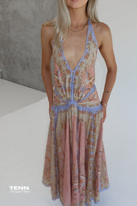 Zimmermann Indra Plunge Halter Maxi Dress Open Back Dress TENN Designer Hire