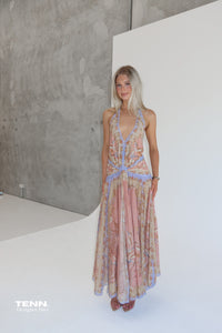 Zimmermann Indra Plunge Halter Maxi Dress Plunge Neck Dress TENN Designer Hire