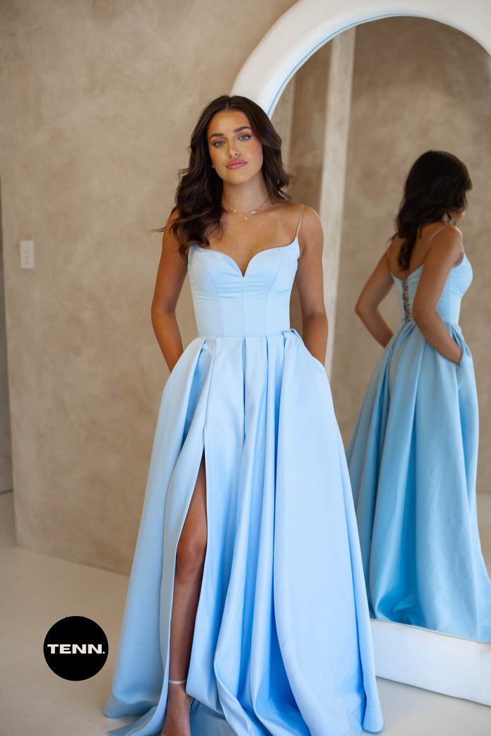 blue ball gown