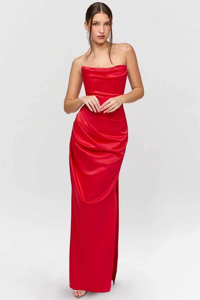 Adrienne Satin Gown - Red