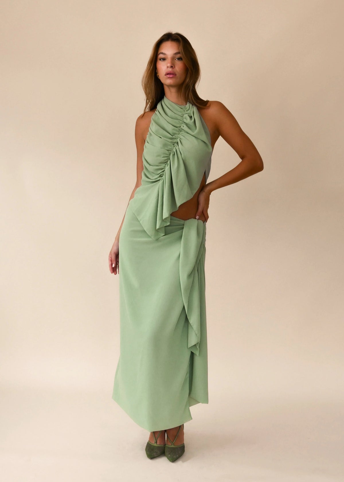 Bobbies Top and Maxi Skirt - Pistachio
