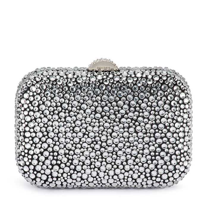 Casey Encrusted Clutch - Black & Silver