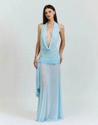 Evelyn Halter maxi Dress - Blue