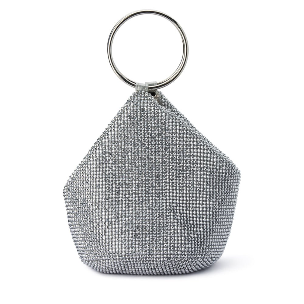 Ellie Crystal Mesh Bag - Silver