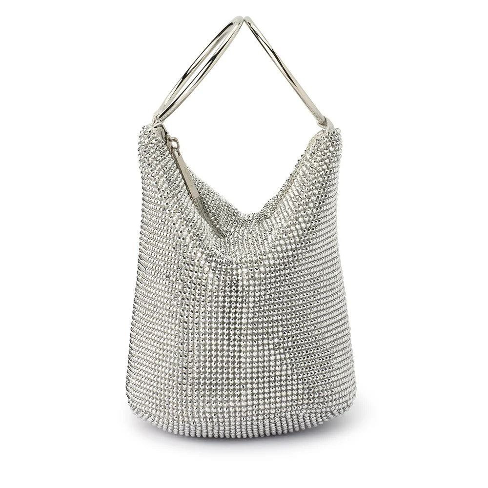 Ellie Crystal Mesh Bag - Silver