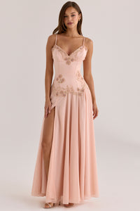 Saloma Blush Embellished Maxi Dress - Blush