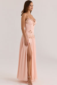 Saloma Blush Embellished Maxi Dress - Blush