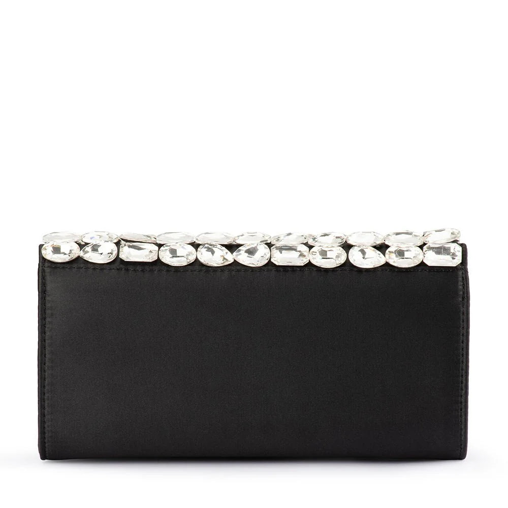 Renata Crystal Encrusted Clutch - Black/Silver