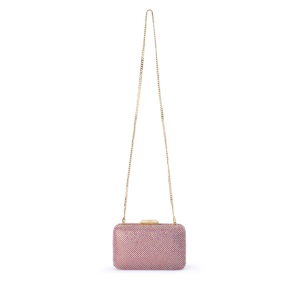 Ronny Crystal Mesh Clutch - Pink